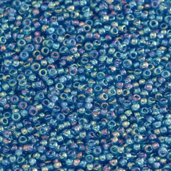 Miyuki, Rocailles, 10Gramm, 1,5mm (15/0), 291 Transparent Rainbow jeansblau (transparent rainbow)