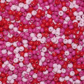 Holzperlen Mix (10 Gramm, ca. 140 Stück), ca. 6 mm, rosa, pink, rot rosa, pink, rot