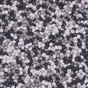 Holzperlen Mix (10 Gramm, ca. 360 Stück), ca. 4 mm, schwarz, grau, weiß schwarz, grau, weiß