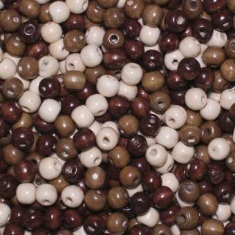 Holzperlen Mix (25 Gramm, ca. 70 Stück), ca. 10 mm, braun dunkelbraun, mittelbraun, hellbraun