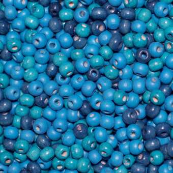 Holzperlen Mix (25 Gramm, ca. 140 Stück), ca. 8 mm, hellblau, blau, türkis blau, dunkelblau, türkis
