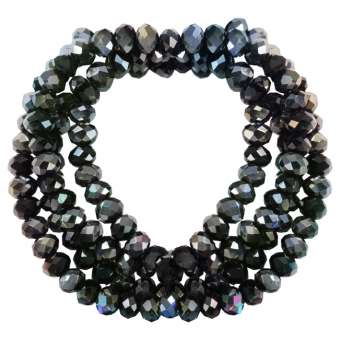 Perlenstrang (145 Perlen), briolette, 3X2mm, schwarz silber 