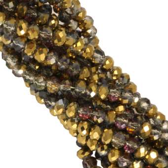 Perlenstrang (195 Perlen), briolette, 3X2mm, gold AB gold AB