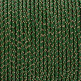 Geflochtenes Lederband (50cm), 3mm breit, rund, dunkelgrün dunkelgrün