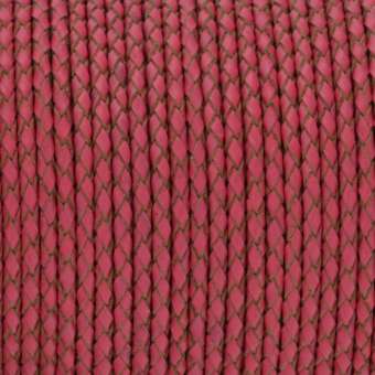 Geflochtenes Lederband (50cm), 3mm breit, rund, pink pink