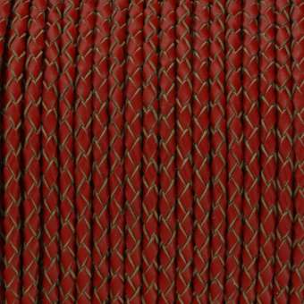 Geflochtenes Lederband (50cm), 3mm breit, rund, rot rot