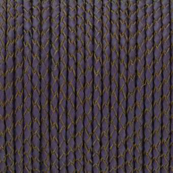 Geflochtenes Lederband (50cm), 3mm breit, rund, violett violett