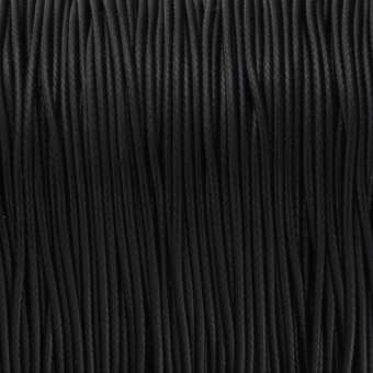 Gewachstes Schmuckband (100cm), 1mm breit, rund, schwarz schwarz
