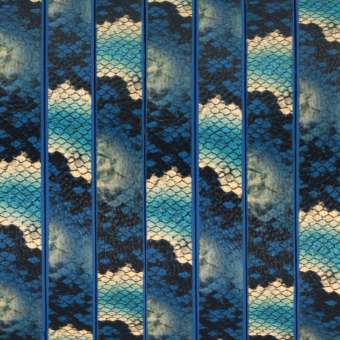 Geprägtes Kunstlederband, 10X2mm, 55cm, natur-blau natur-blau