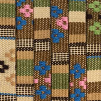 Gemustertes Schmuckband, 50cm, 10mm breit, mehrfarbig beige (mehrfarbig) - 10 mm flach