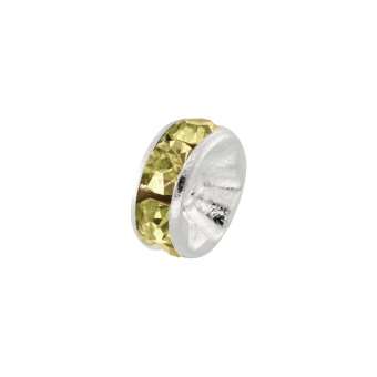 Spacer mit Strass, 8mm, rund, safrangelb (silberfarben) safrangelb (silberfarben)