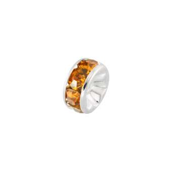 Spacer mit Strass, 6mm, rund, honigfarben (silberfarben) honigfarben (silberfarben)