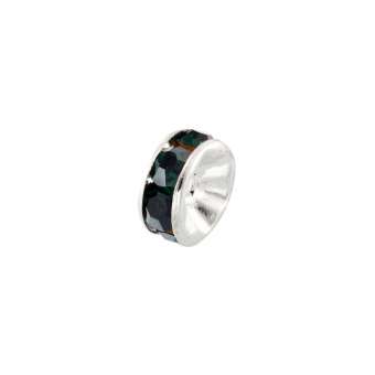 Spacer mit Strass, 6mm, rund, dunkeltürkis (silberfarben) dunkeltürkis (silberfarben)