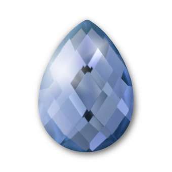 Cabochon, Ø 13X18 mm, Glas, Tropfen, blau blau