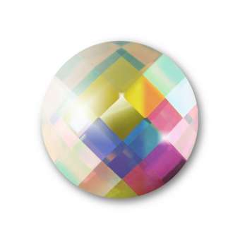 Cabochon, Ø 16 mm, Glas, rund, crystal AB crystal AB