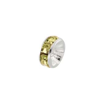 Spacer mit Strass, 6mm, rund, safrangelb (silberfarben) safrangelb (silberfarben)