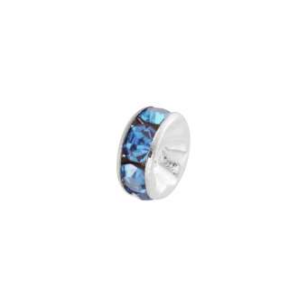Spacer mit Strass, 6mm, rund, jeansblau (silberfarben) jeansblau (silberfarben)