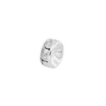 Spacer mit Strass, 4mm, rund, transparent (silberfarben) 