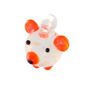 Anhänger aus Glas, 15X12mm, Teddy, hellorange (transparent) 