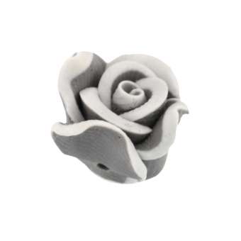 Fimoperle, 10X6mm, Blütenform, grau grau