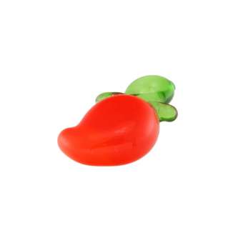 Anhänger aus Glas, 12X8mm, Chillischote, orange (grün) 