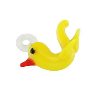 Anhänger aus Glas, 14X10mm, Ente, zitronengelb 