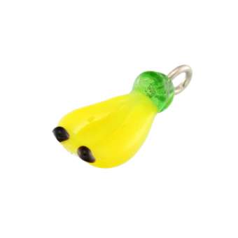 Anhänger aus Glas, 15X6mm, Bananen, zitronengelb (silber) 