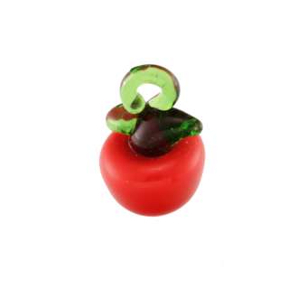 Anhänger aus Glas, 10X7mm, Apfel, rot (grün) 