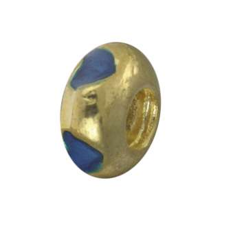 Großlochperle, 9mm, goldfarben (blau) 