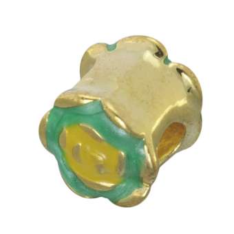 Großlochperle, 9mm, goldfarben (türkis-grün) 