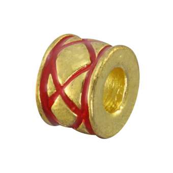 Großlochperle, 10mm, goldfarben (rot) 