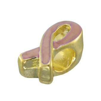 Großlochperle (Schleife), 12,5mm, goldfarben (rosa) goldfarben (rosa)