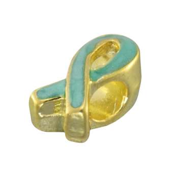Großlochperle (Schleife), 12,5mm, goldfarben (türkis) goldfarben (türkis)