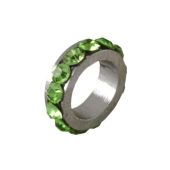 Spacer mit Strass, 9X2,5mm, rund, hellgrün (silberfarben) hellgrün (silberfarben)