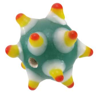 Glasperle, 15,5mm, Fantasieform, jade-türkis (gelb, rot) jade-türkis (gelb, rot)