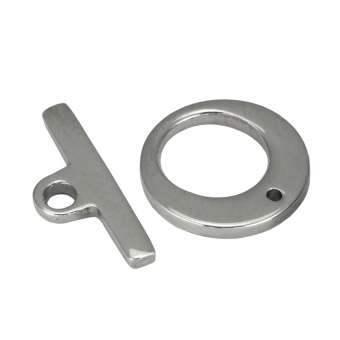 Edelstahl Verschluss mit Knebel, 14mm, silberfarben 