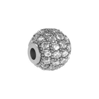 Kleine Juwelierperle, 6mm, rund, transparent/ silberfarben 6mm silberfarben