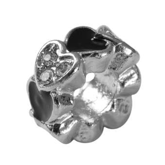 Großlochperle mit Strass, 11mm, silberfarben (schwarz) silberfarben (schwarz)