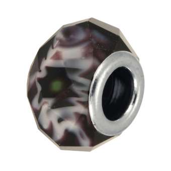 Großlochperle aus Glas (briolette), 13mm, silberfarben 