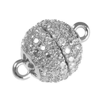 Juwelier Kugelverschluss mit Strass, 10mm, Metall, silberfarben 10mm silberfarben