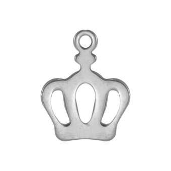 Edelstahlanhänger 'Krone', 14 X 11 mm, silberfarben 
