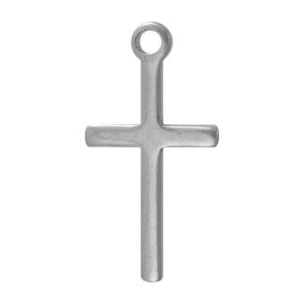 Edelstahlanhänger 'Kreuz', 18 X 10 mm, silberfarben 