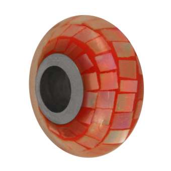 Perlmutt Großloch-Perle, 14mm, rot rot