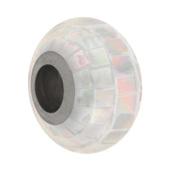 Perlmutt Großloch-Perle, 14mm, naturweiß naturweiß