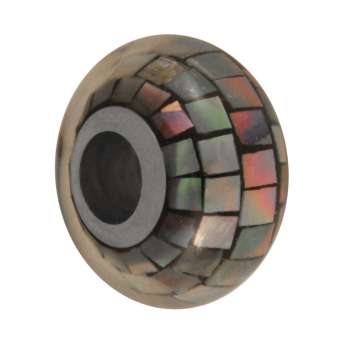Perlmutt Grroßloch-Perle, 14mm, schwarz schwarz