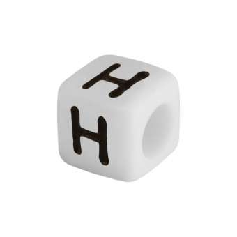 Buchstabenperle "H", weiss Buchstabenperle "H"
