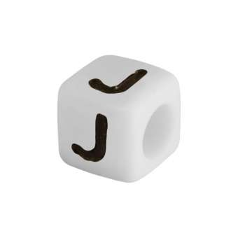 Buchstabenperle "J", weiss Buchstabenperle "J"