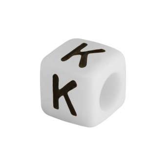 Buchstabenperle "K", weiss Buchstabenperle "K"