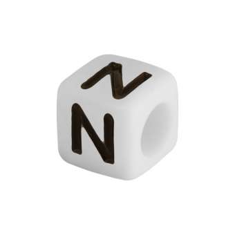 Buchstabenperle "N", weiss Buchstabenperle "N"