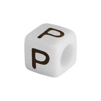 Buchstabenperle "P", weiss Buchstabenperle "P"